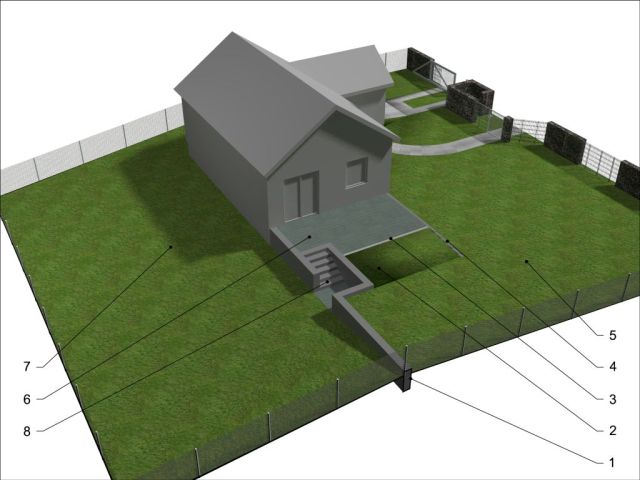 Sposób na uzyskanie sporej płaskiej powierzchni przed domem z jednoczesnym strefowaniem ogrodu za pomocą betonowej ściany oporowej